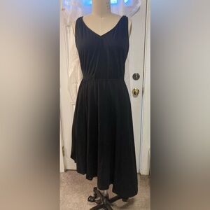 eShakti Asymmetric Hem Cotton Knit Black Dress